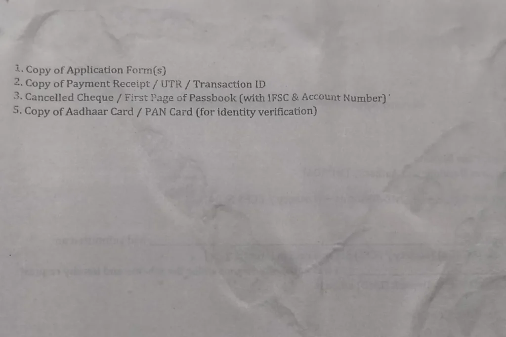 Document needed for mhada refund